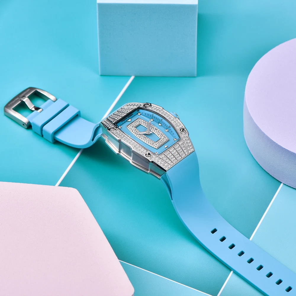 2024 Luxury Women Fashion Watches Quality Diamond Studded Quartz Watch Ladies Silicon Strap Wristwatch Elegant Religio Masculino