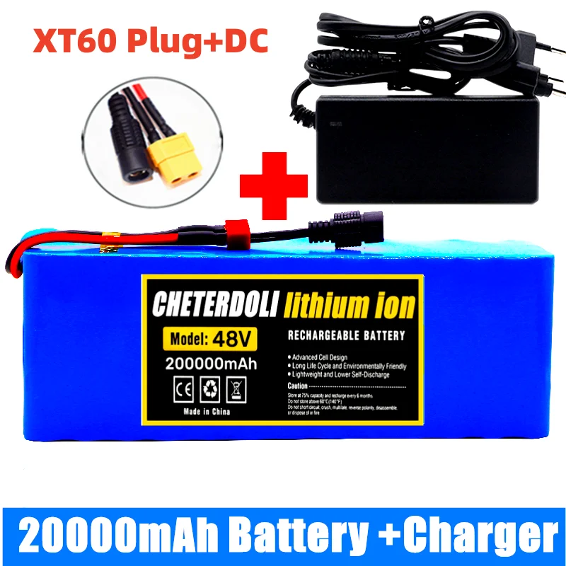 

13S3P 48V 20000mAh 20Ah Lithium-ion Battery Pack with 250W 350W 500W 750W 1000W BMS for 54.6V E-bike Electric Bicycle Scooter
