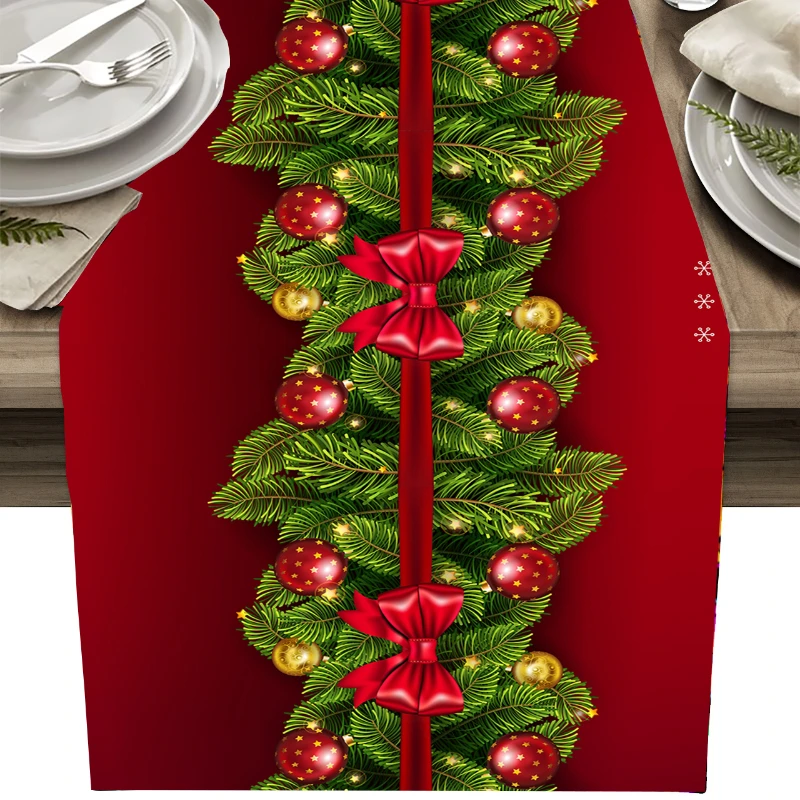 

Christmas Tree Holiday Table Runner Kitchen Table Wedding Decoration Stain Resistant Tablecloth New Year Party Table Runner