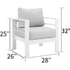 Patio Furniture Metal Armchair,2 PCS All-Weather Aluminum Garden Outdoor Contemporary Sofa Chair(White)with Cushions(Light Grey) 6