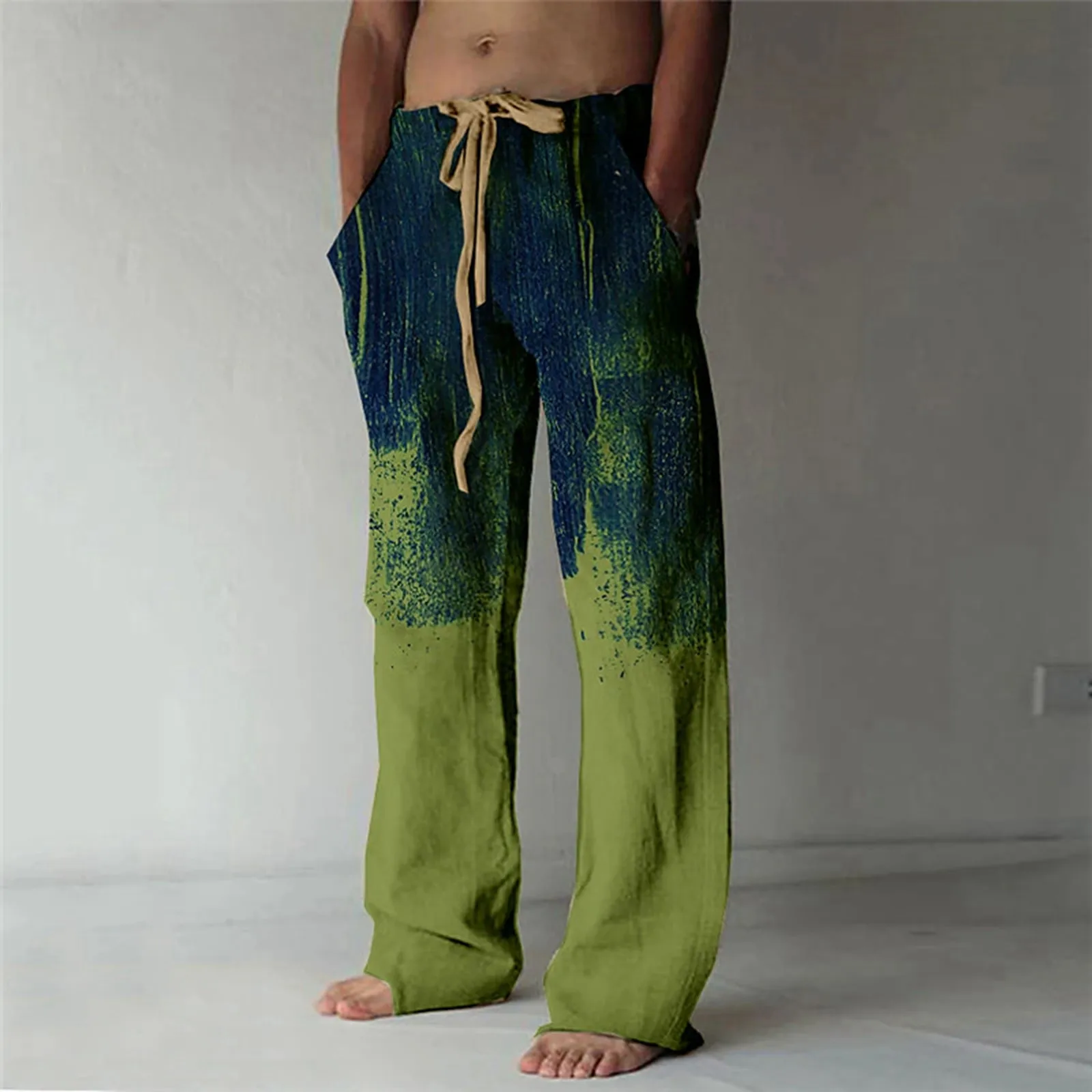

Loose Trousers Soft Joggers Sweatpants Men'S Comfy Sports Jersey Gradient leg Drawstring Running Jogger Bottoms Sportswear Wide