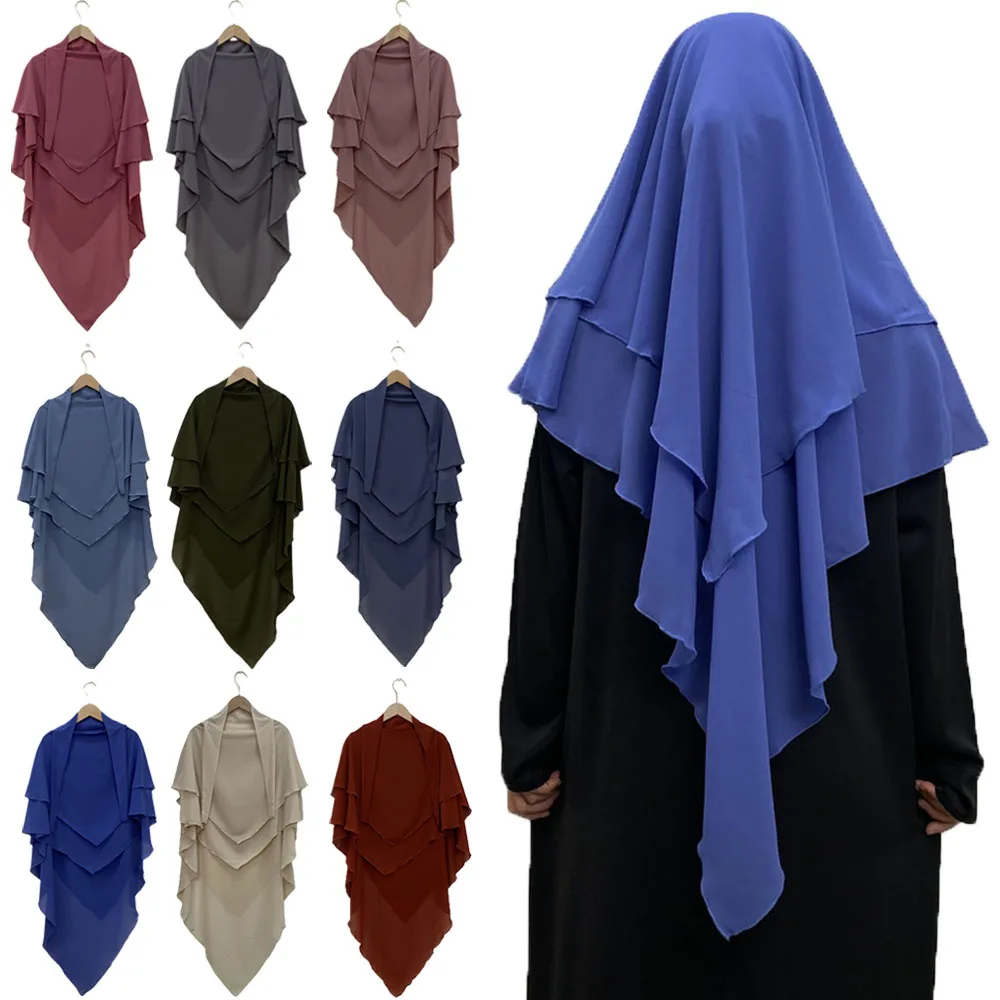 

Abayas for Women Muslim Plain Chiffon Khimar Hijab Caps Scarf Headcover Prayer Garment Headdress Dubai Saudi Turkey Indonesia