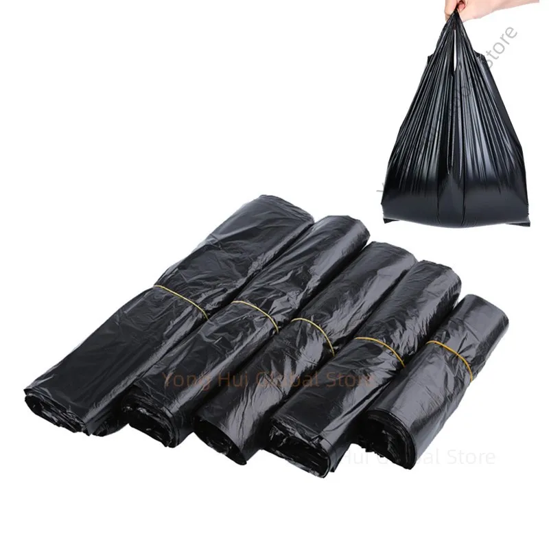 100pcs 욕실 쓰레기 봉투에 대 한 두꺼운 가정용 검은 쓰레기 봉투 주방 포인트 쓰레기통 쓰레기 비닐 봉투