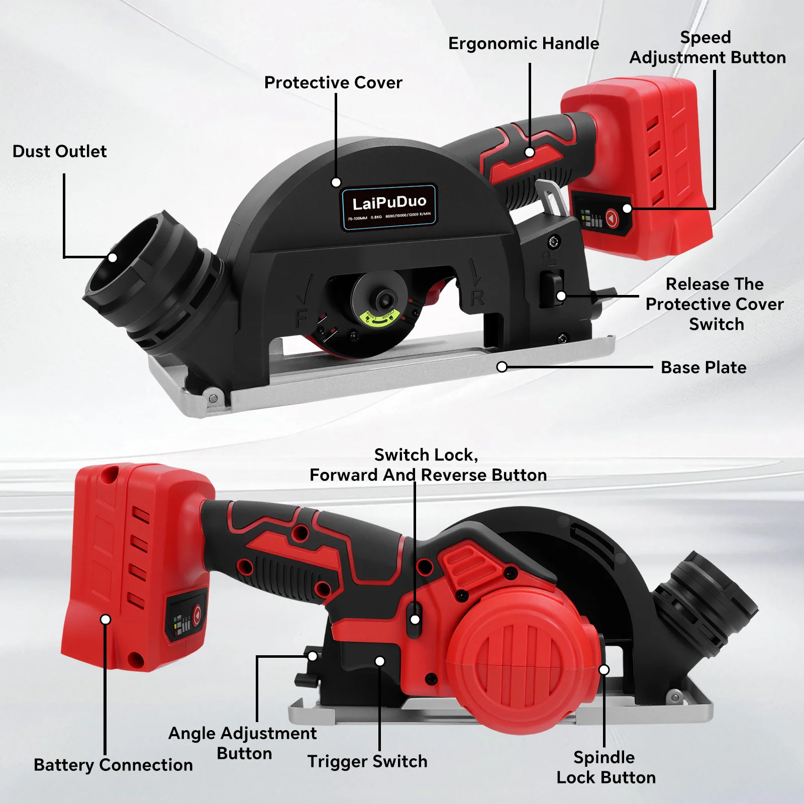 Brushless Circular Saw Cordless Cut Off Tool Metal Wood Tile Cutting 12000RPM Mi