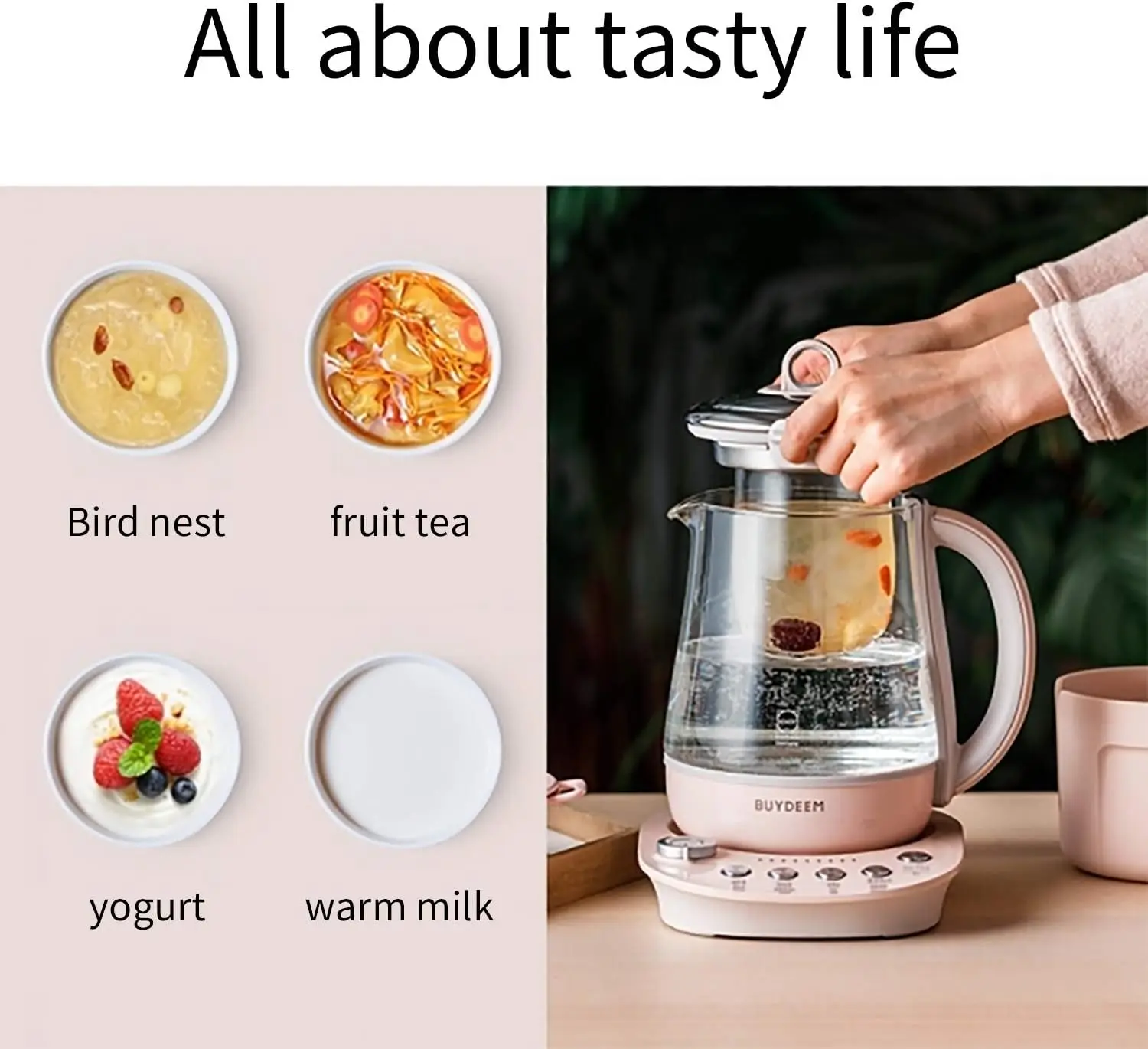 K2693 Health Pot, Health-Care Beverage Electric Kettle with Thickened Glass, 9-in-1 Fully Automatic Programmable Brew Co 5