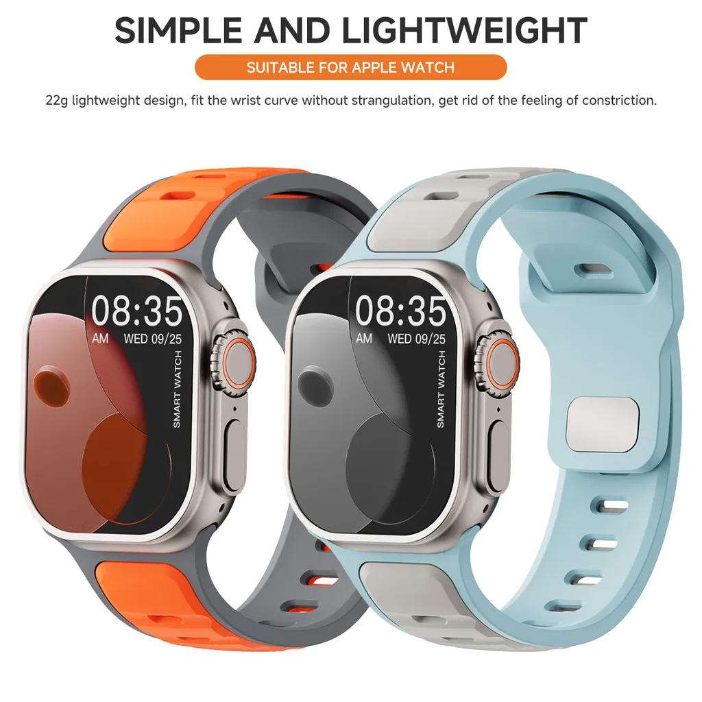 Schutzhülle für Apple Watch Series 11 10 9 8 7 6 5 4 SE 3 mit Silikon-Sportarmband, weich, für iWatch 46mm 42mm 45mm 44mm 41mm 40mm 38mm – Detail 6