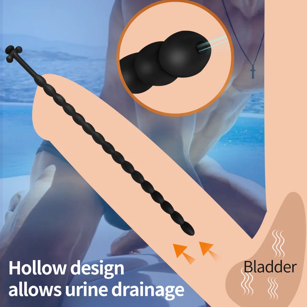 New Bead Horse Eye Stick Penis Plug Silicone Hollow Dilator Urethral Catheter Sounding Rod Toy Sexy Adult Men Delay Ejaculation