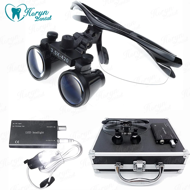 

2.5X 3.5X Magnification Binocular Dentist Loupe Surgery Surgical Magnifier with Headlight LED Light Dental Medical Loupes Lamp