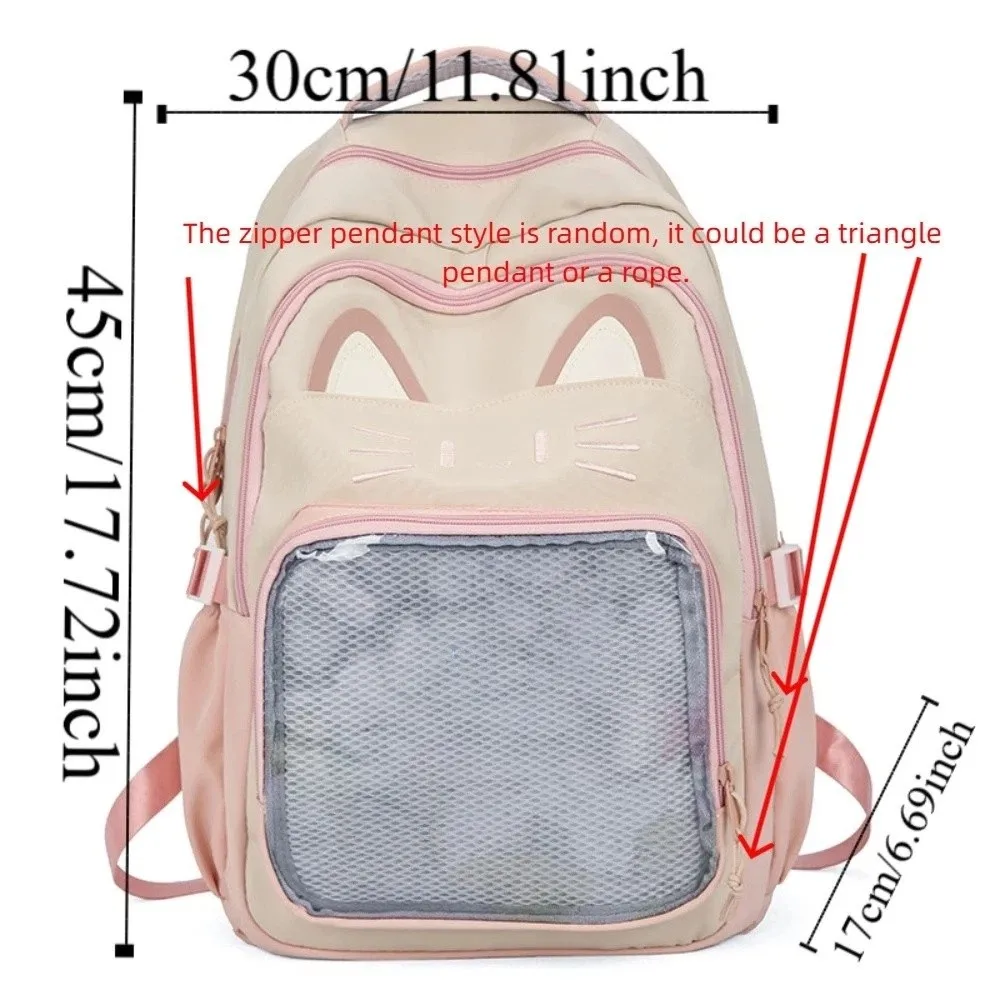 Embroidery Cartoon Ita Bag Large Capacity Preppy Style Transparent Pocket Itabag Cute Badge Display Student School Bag Woman 6