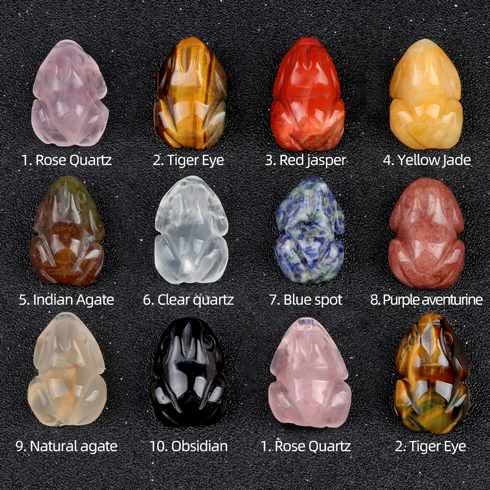 

1PC Frog Statue Natural Stones Room Ornament Hand Carved Reiki Figurine Sculpture Healing Crystals Aquarium Home Decor