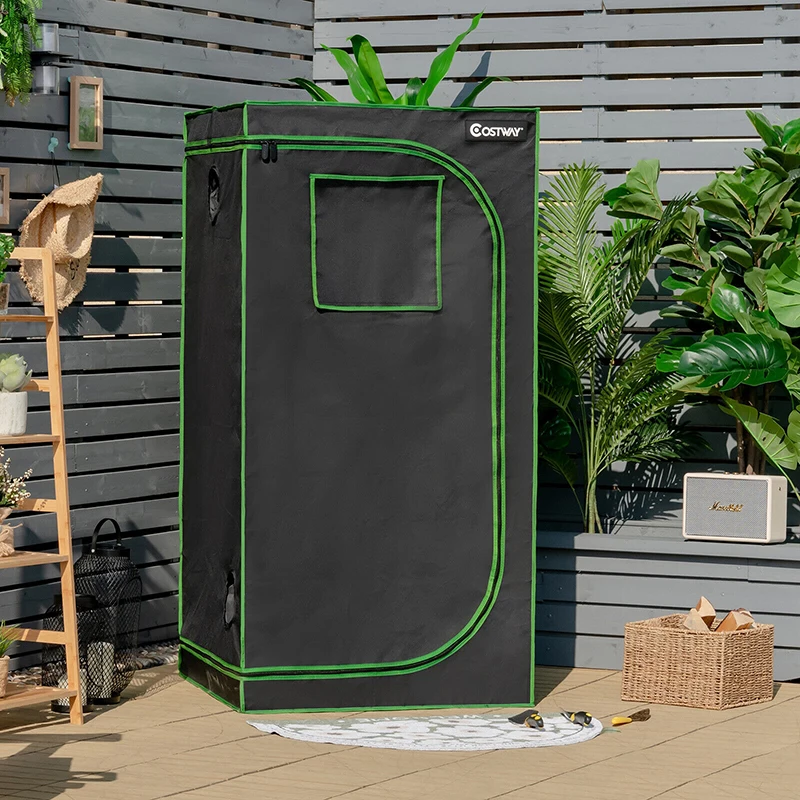 

32 X 32 X 63 Inch Mylar Hydroponic Grow Tent with Observation Window and Floor Tray Plant Growing Tent Green House Outdoor