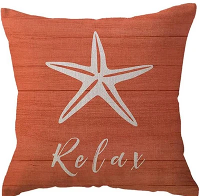 Beach Pillow Cover Starfish Shell Summer Seaside Villa Decoration Ocean Theme Sofa Cushion Cover 45x45 pillow case