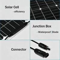 Panneau solaire flexible en PET polycristallin haute efficacité 60W 12V, module PV étanche pour camping-car, voiture, bateau, charge de batterie en extérieur 3