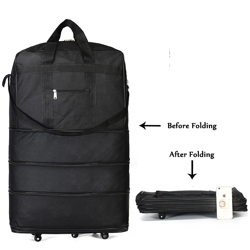 

2023 Waterproof Portable Travel Rolling Suitcase Air Carrier Bag Unisex Expandable Folding Oxford Bags with Wheels