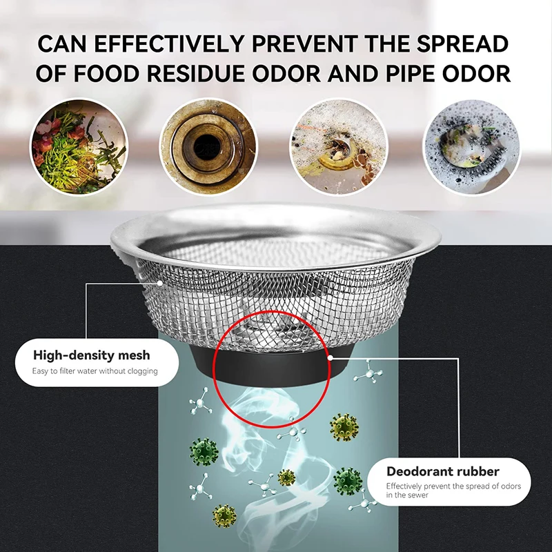1PCS Kitchen Sink Filter Stainless Steel Mesh Sink Strainer Filter Bathroom Strainer Drain Hole Trap Waste Screen