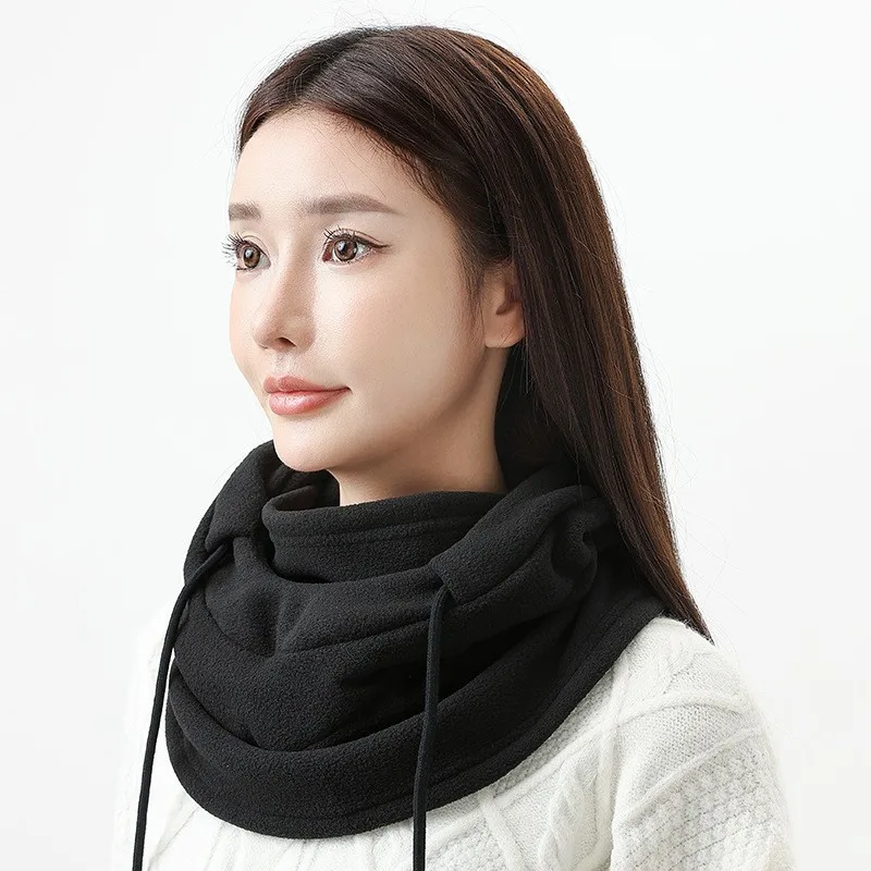 Plush Winter Cap Outdoor Cycling Headband Face Mask Hat Windproof Warm Fleece Ski Lining Thick Neck Protector Hat with Mast