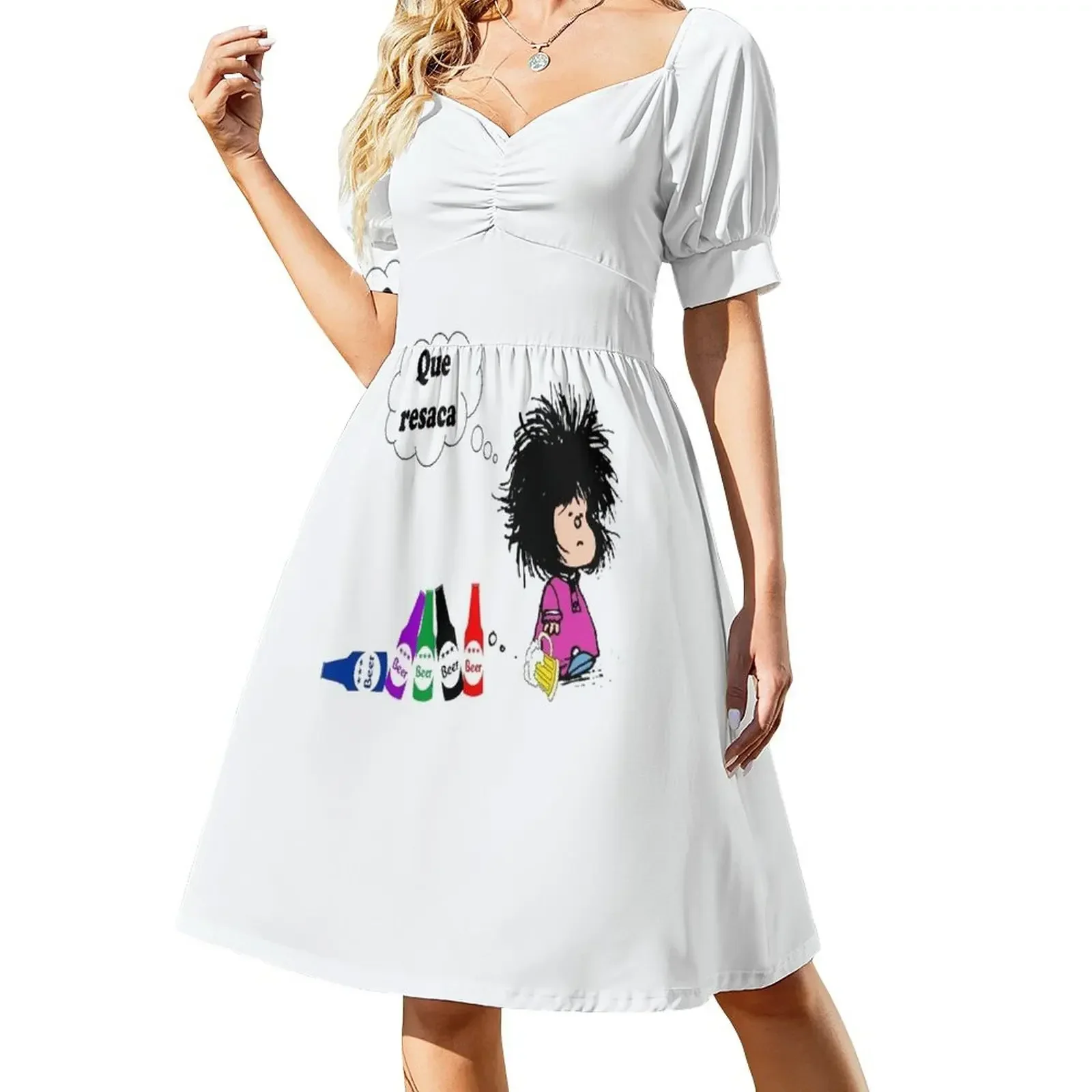 Vestido de manga corta con diseño de Mafalda para la resaca de la cerveza, vestido de cumpleaños, atuendo de festival, vestidos de noche de lujo para mujer
