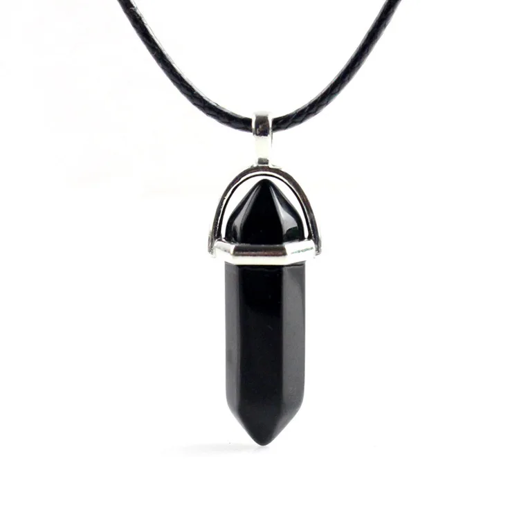 Collar con colgante hexagonal de cristal natural joyas para mujer_voghion.com