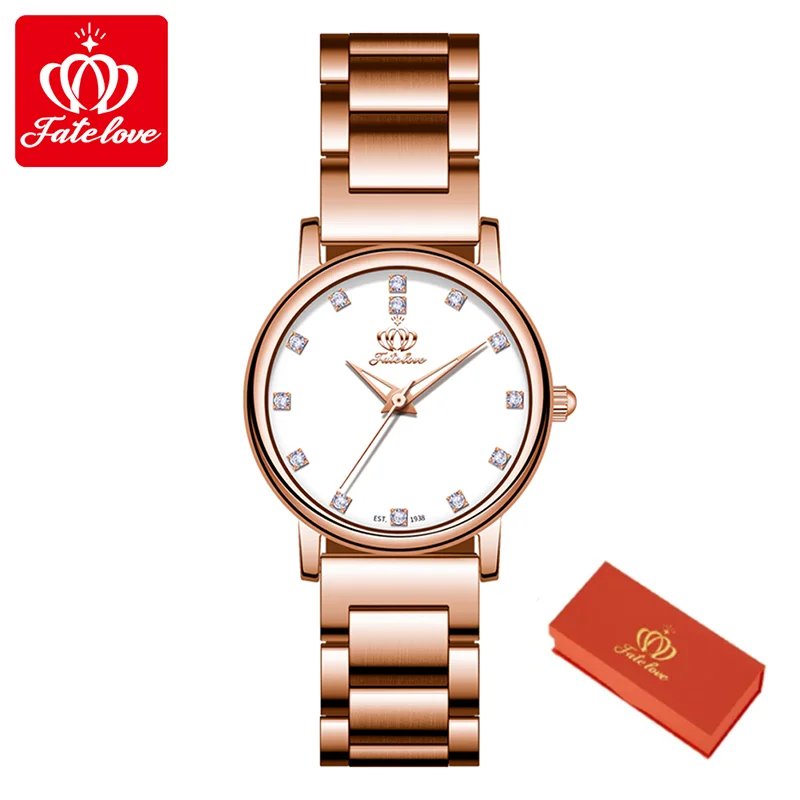 

Fate Love Authentic Quartz Women's Watch Classic Waterproof Glow Fashion Luxury Diamond Dial Top Grade Elegant Women's Watch