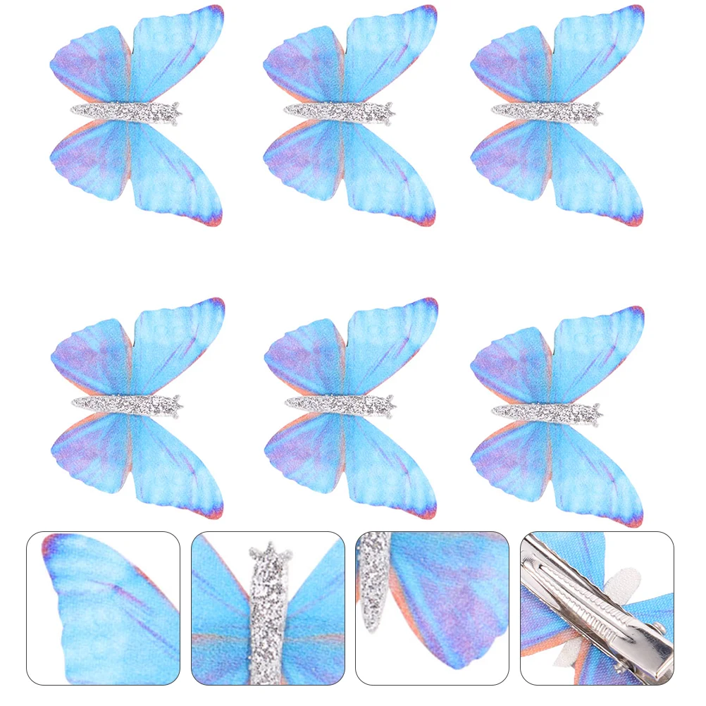 

6 Pcs Butterfly Hairpin Clip Barrettes Butterflies Headdress Hairpins Accessories Girls Clips for Stainless Steel Miss