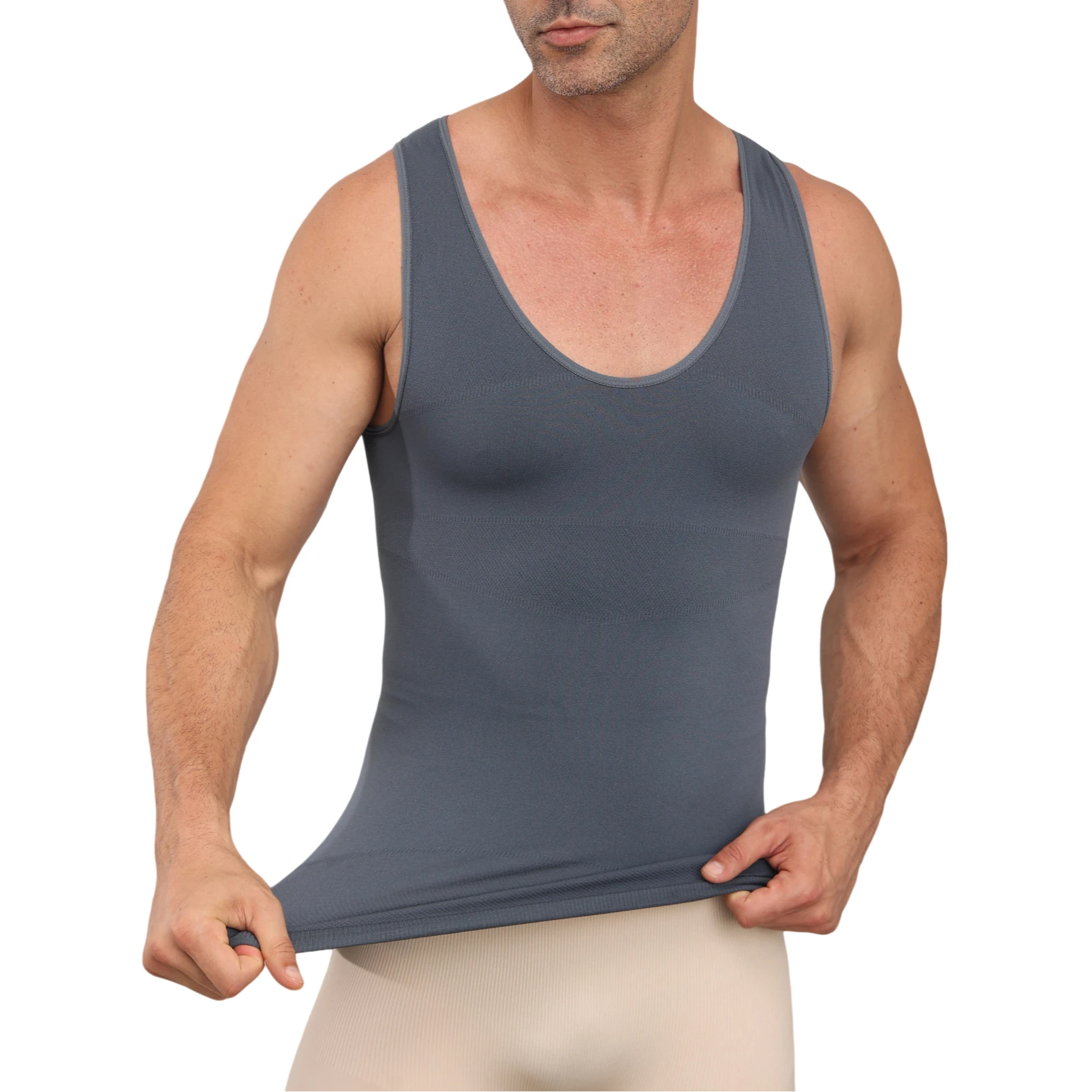 Men Slimming Undershirt Shapewear Body Shaper Tummy Control Belly Compression Tank Tops Waist Trainer Shirts Gynecomastia Vest