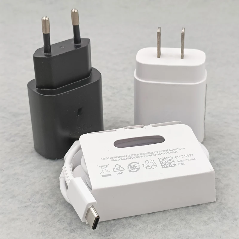 Супербыстрое зарядное устройство, USB C адаптер питания PD для Samsung Galaxy S22 S23 Ultra S21 FE Note 10 20, 25 Вт, кабель двойного типа