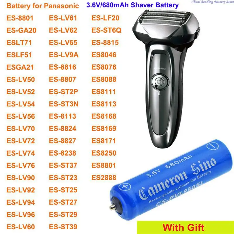 Batteria Orangeyu 680Mah Per Panasonic Es-Lv90,Es-Lv92,Es-St2P,Es-St3N,Es2888,Eh-Hm95,Er-Gp80,Es-Lv65,Es-Wd88,Es-Lf50,Es-Ga21