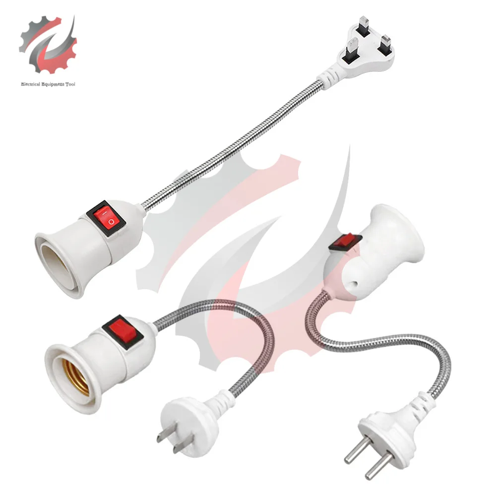 EU/US/UK Plug E27 Lamp Base Wall Flexible Light Holder Bulb Adapter