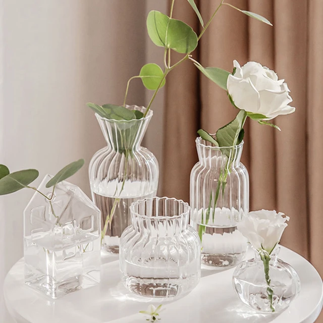 Vaso di fiori in vetro per la casa vaso trasparente Mini vaso fiori per vaso  vaso moderno vasi di fiori di strada accessori per la casa - AliExpress