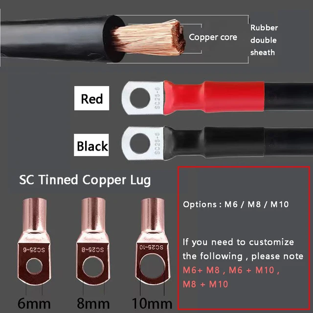 Cavi Per Batteria Solare 2m - 6mm², Con Morsetti, Per LiFePO4, Auto, Camper, Made In Germany - Foto 5
