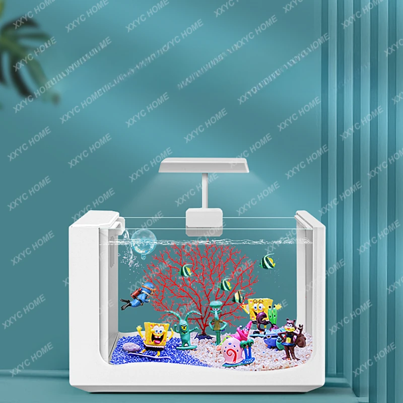 

Fish Tank Living Room Home Small Super White Ecological Lazy Dedicated Douyu Goldfish Desktop Mini Glass Cylinder