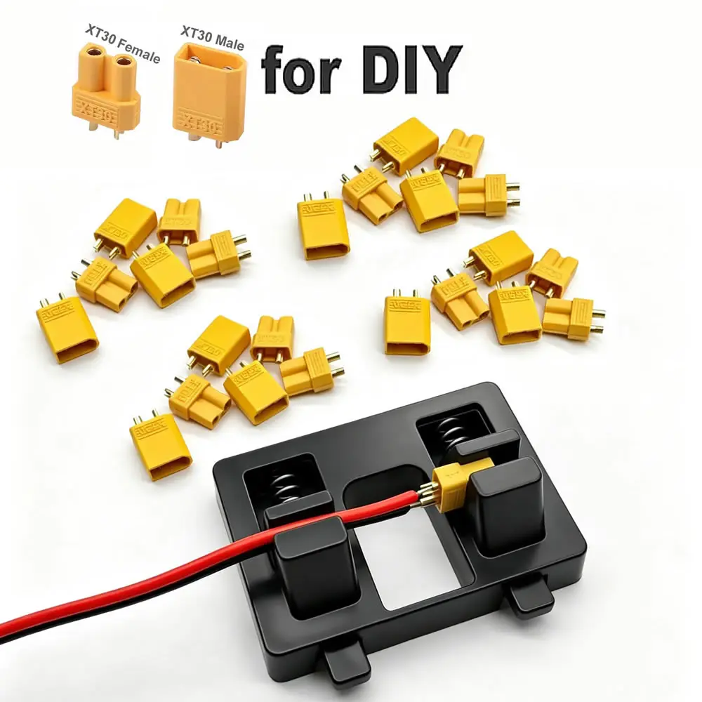 Connecteurs XT30 Lot 2/5/10 Paires Laiton Doré pour Batterie Drone