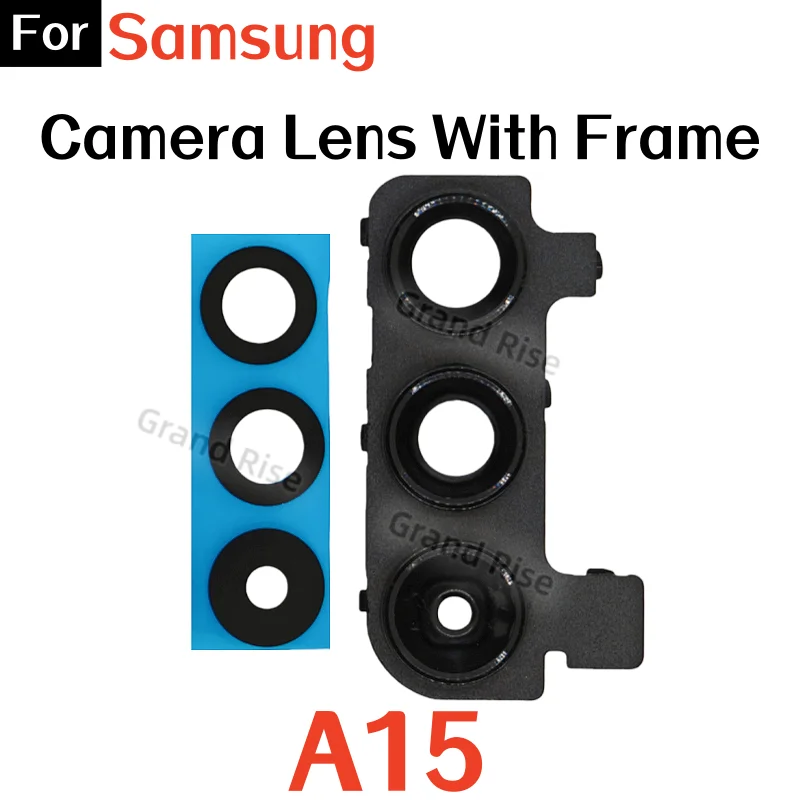 Rear Smartphone Camera Glass Lens Replacement with Frame and Adhesive Sticker