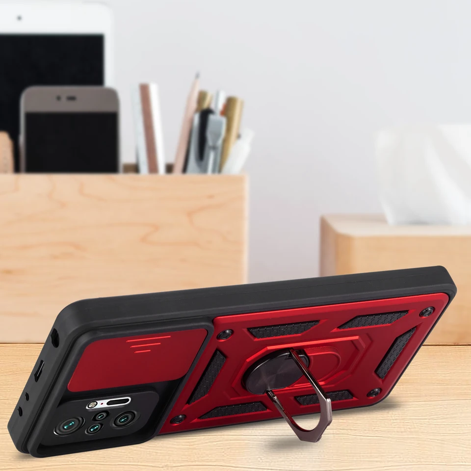 Redmi Note 10 Pro Custodia con anello magnetico girevole a 360° Supporto per fotocamera Slide