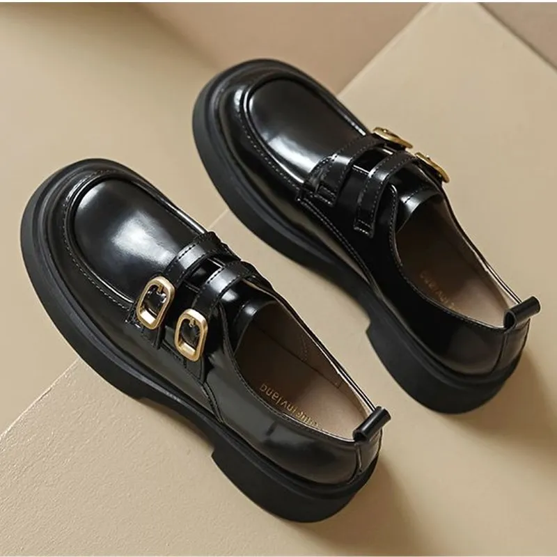 Black Platform Shoes Women's Loafers Pumps Women's Soft Leather Footwear Designer Heels Woman Sneakers Party Shoes Ladies