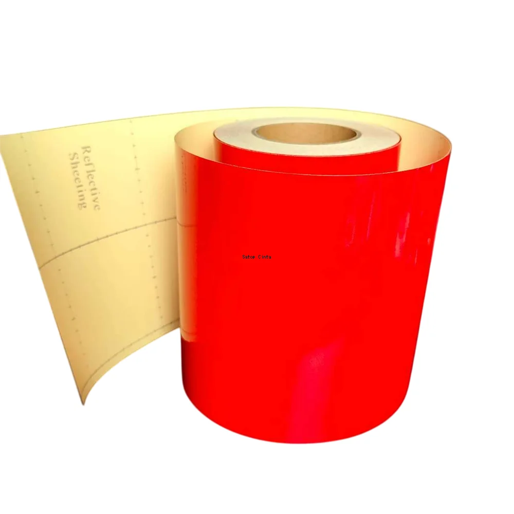 5cm/10cm/15cm/20cm*5m Red Reflective Tapes Glass Bead Plain Reflectors Waterproof Adhesive Stickers For Cars Truck Warning Signs