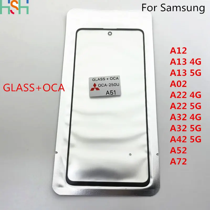 

LCD Front GLASS+OCA Touch Screen For Samsung Galaxy A02 A12 A22 A32 A42 A52 A72 A02S A025 A03S Outer Lens Replacement