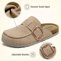 Mules en daim véritable Evshine pour femme, nouvelles pantoufles à enfiler avec semelle en liège, pantoufles unisexe en mousse à mémoire de forme avec soutien de la voûte plantaire 1