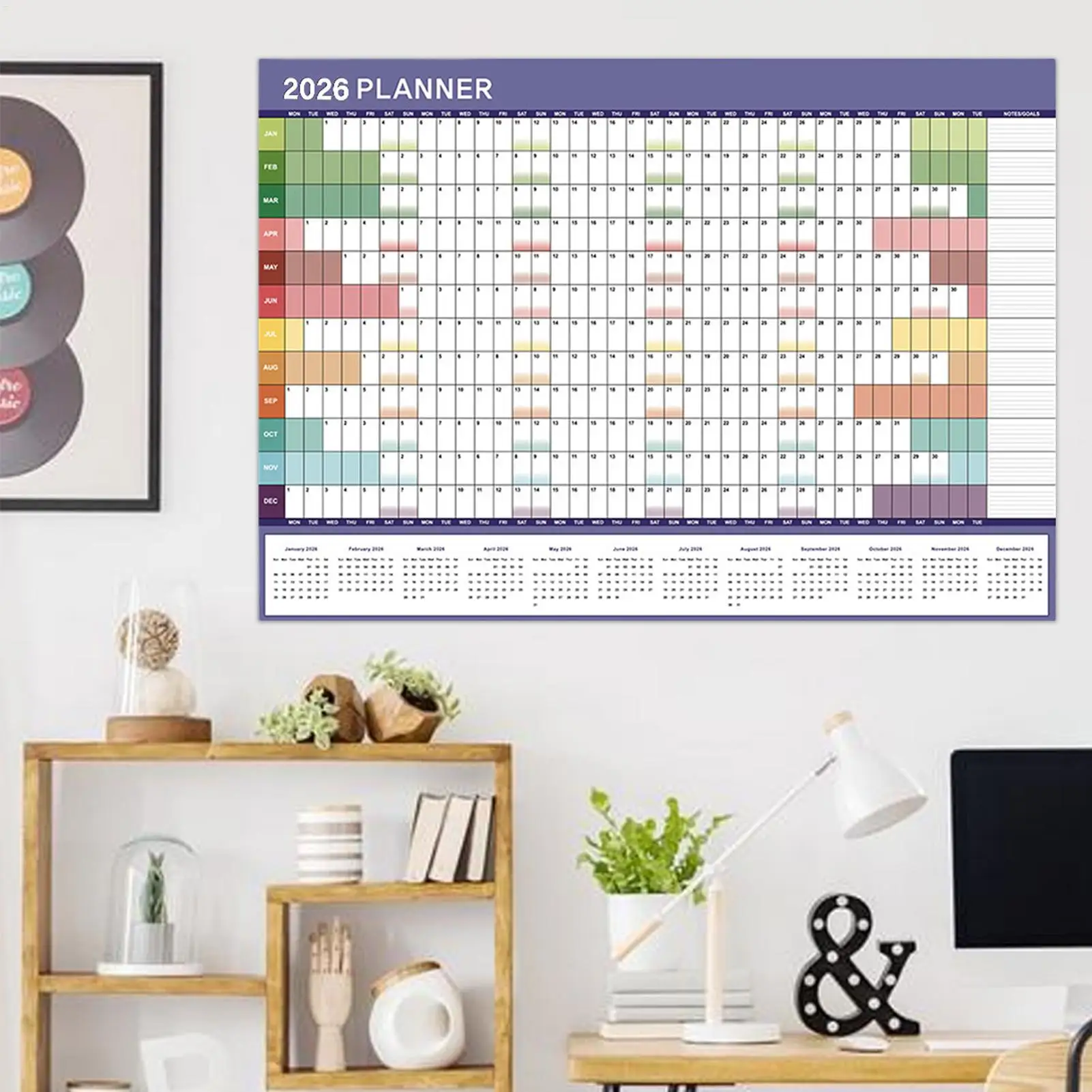 2026 Monthly Wall Calendar Full Year Wall Calendar Reusable Management Organizer Planner Creative Wall Calendar Planning Chart