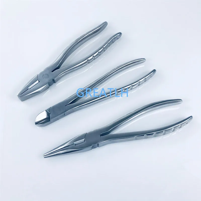 

1pcs Flat Nose Pliers With Serrated Jaws bone Forcep Pin and Wire Cutter
