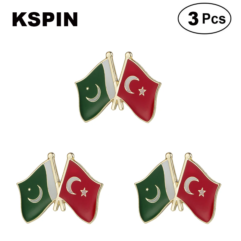

Pakistan and Turkey Friendship Flag Lapel Pins Badges Brooches 3pcs a lot