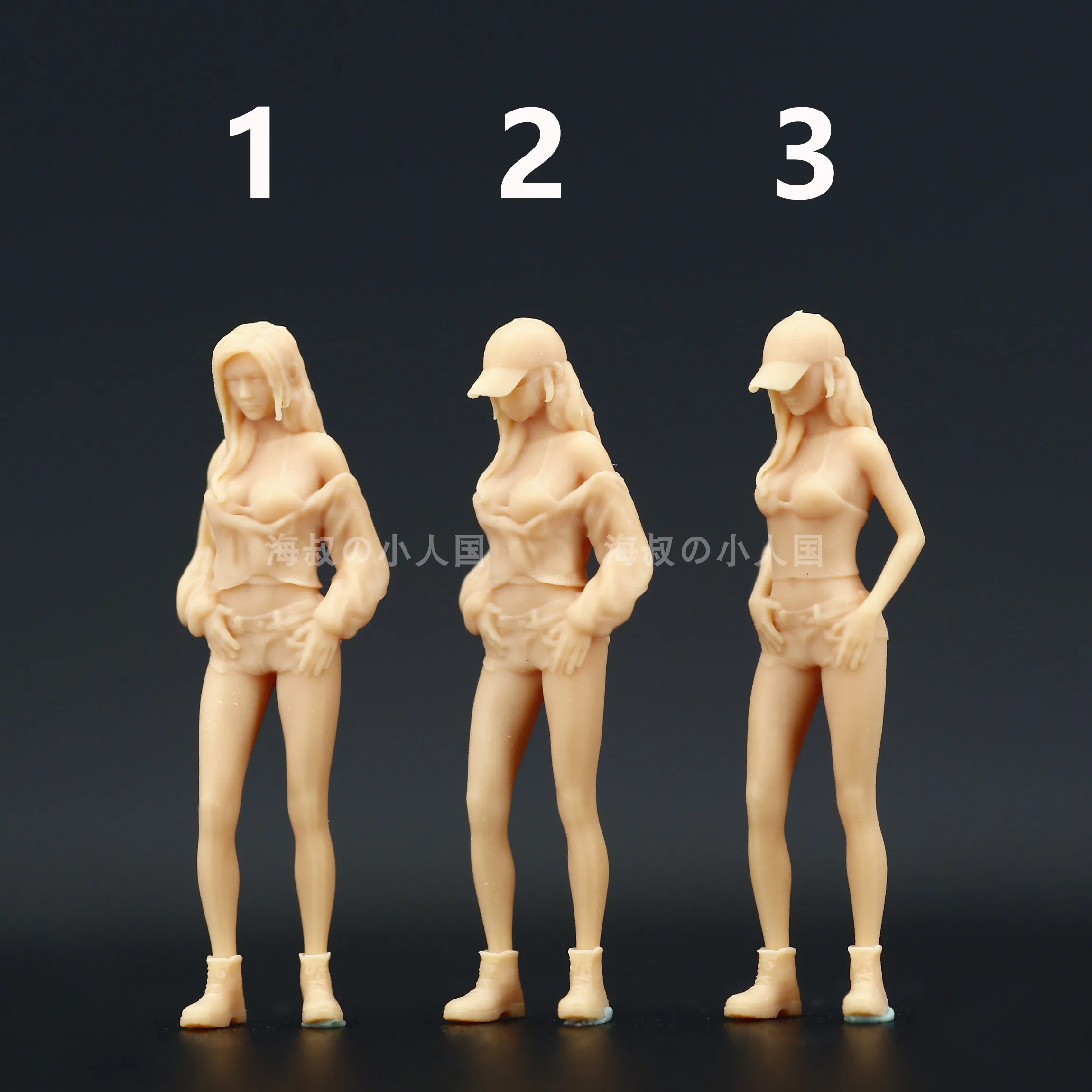 

1/64 INS Wind Uncolored Long Leg Little Sister Doll Model Handmade Miniature Figure