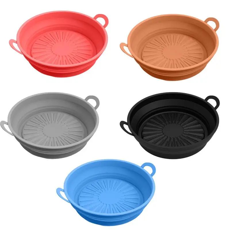 

Silicone Liner For Air Fryer 8.5 Inch Air Fryer Pot Reusable Air Fryer Inserts Foldable Non-Stick Baking Tray Pot For Oven And