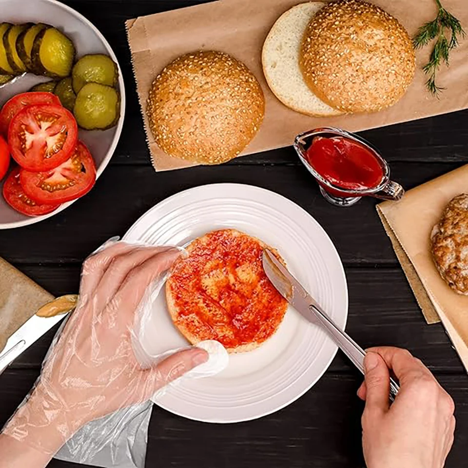 si 500 pezzi guanti in plastica monouso trasparenti, protezione contro i virus, guanti per cucinare alla griglia, per casa, bagno, guanti sanitari per la pulizia della cucina (500 unità