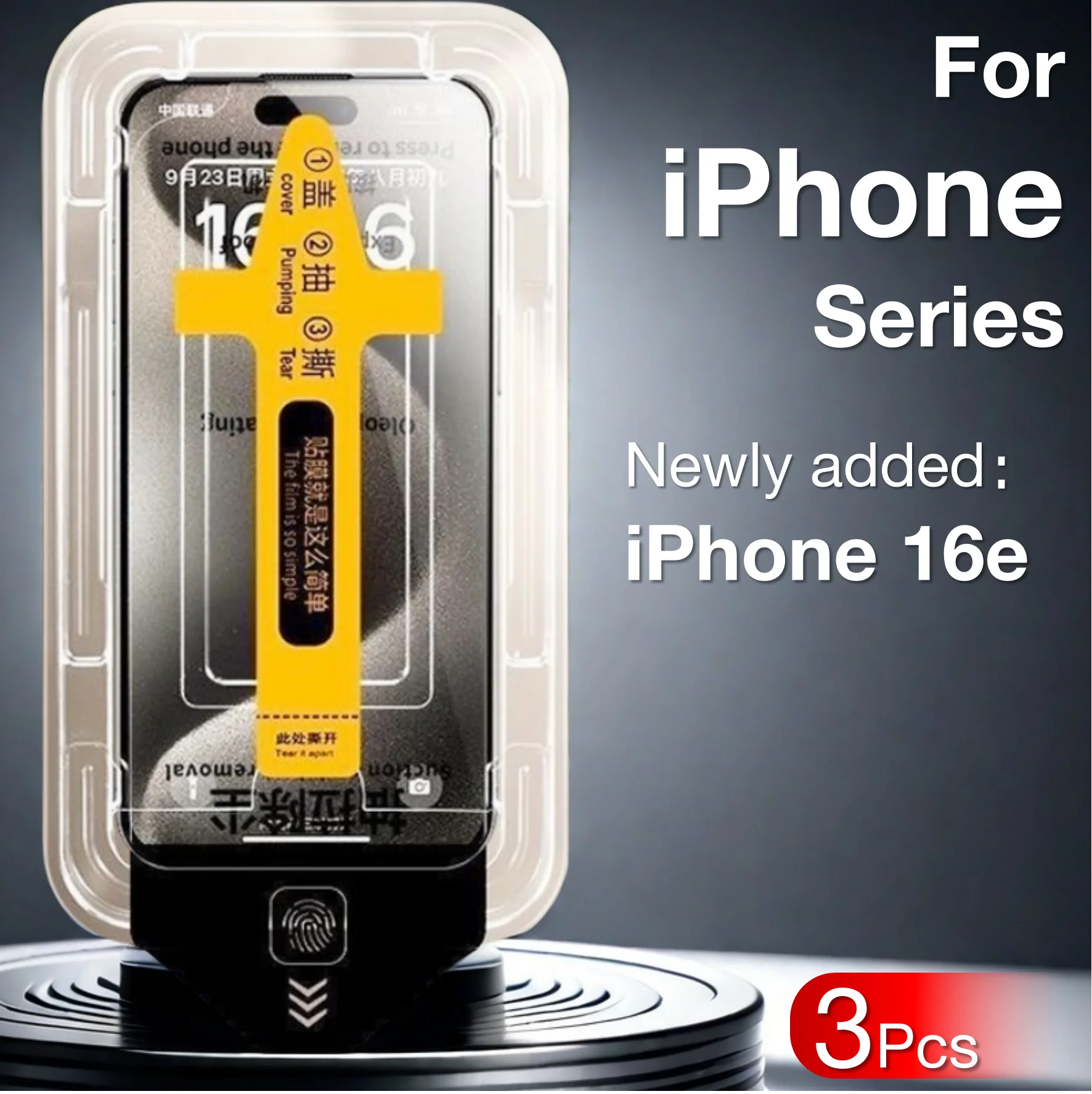Protecteur d'écran pour iPhone 16e 16 15 Pro Max, 3 pièces, verre trempé 14 PLUS 13 12 11 XR XS X, téléphone sans poussière avec Kit d'installation