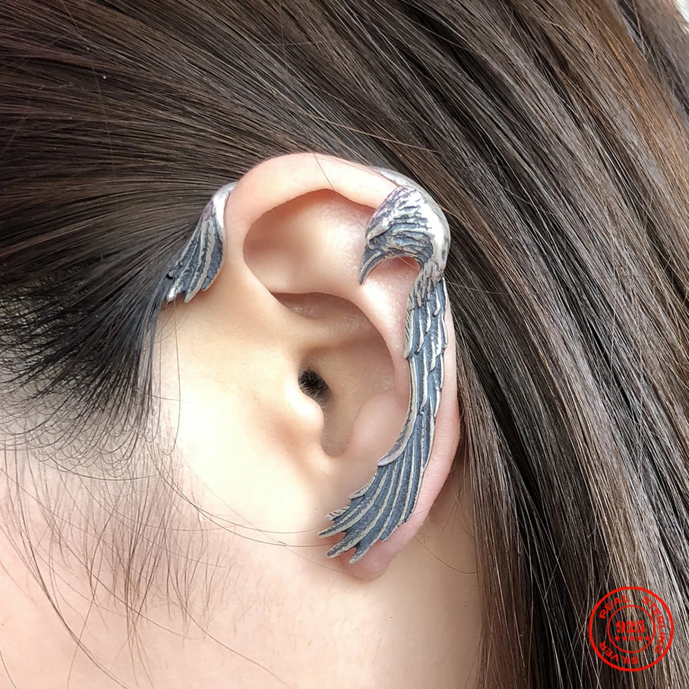 

Уникальные серьги-гвоздики YIZIZAI в гипербочном стиле, серебряные серьги-гвоздики в готическом стиле с окисленными черными крыльями орла, стиль унисекс