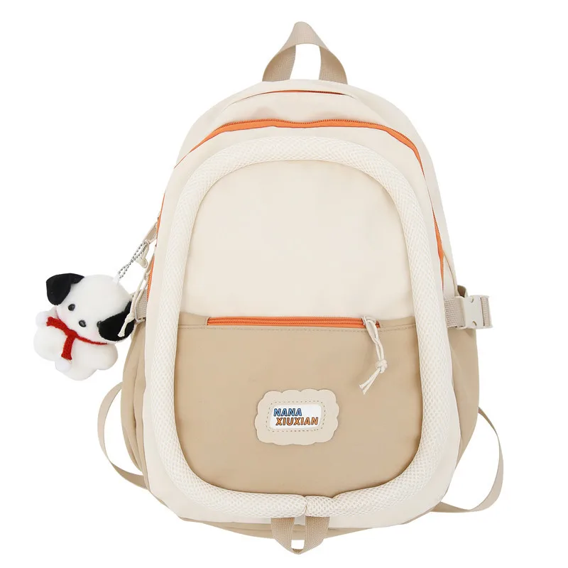 Schoolbag Student Backpack Color Contrast Minority Fashion Korean Version Large Capacity Versatile Backpack