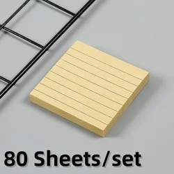 Kraft Adhesive Lined Sticky Notes - 80 Sheets per Pad, Brown Memo Pads for Study, Work, and Daily Reminders (05 - 80 Sheets set)