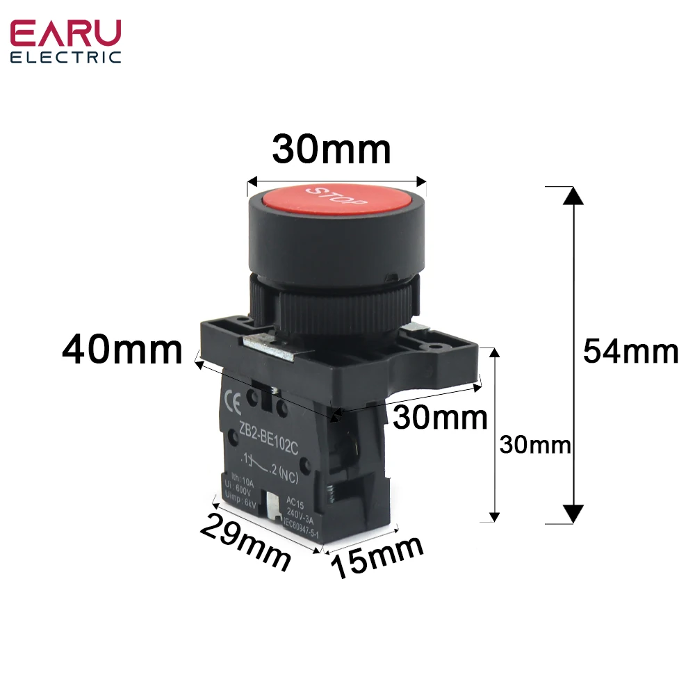 22mm Flat Touch Start Stop Button with Arrow Symbol - Red/Green Momentary Switch