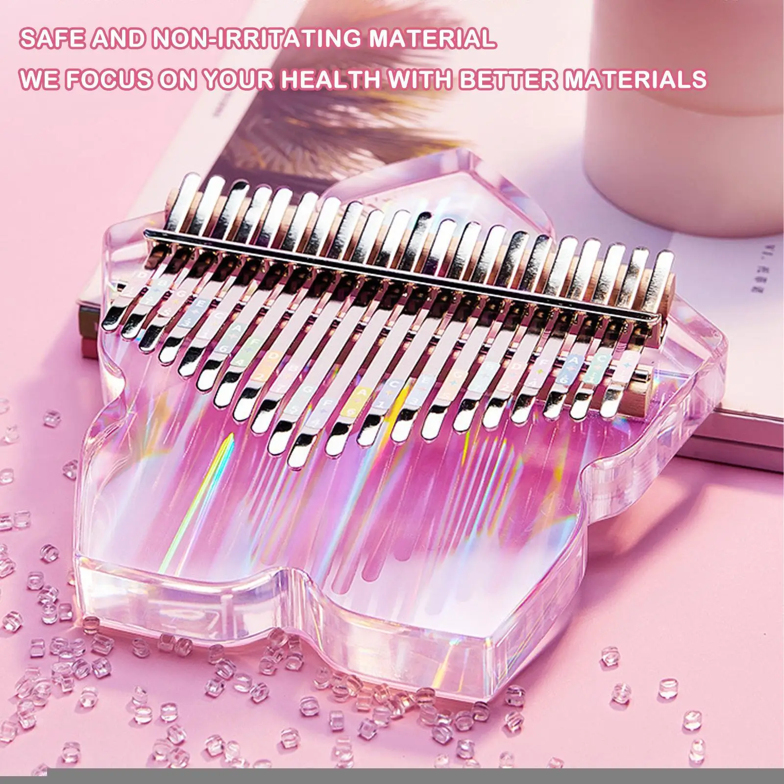 17/21 Keys Kalimba Transparent Acrylic Thumb Piano Study Kalimba Tune Piano Booklet with Starter Stickers Finger Case Hamme R0H0